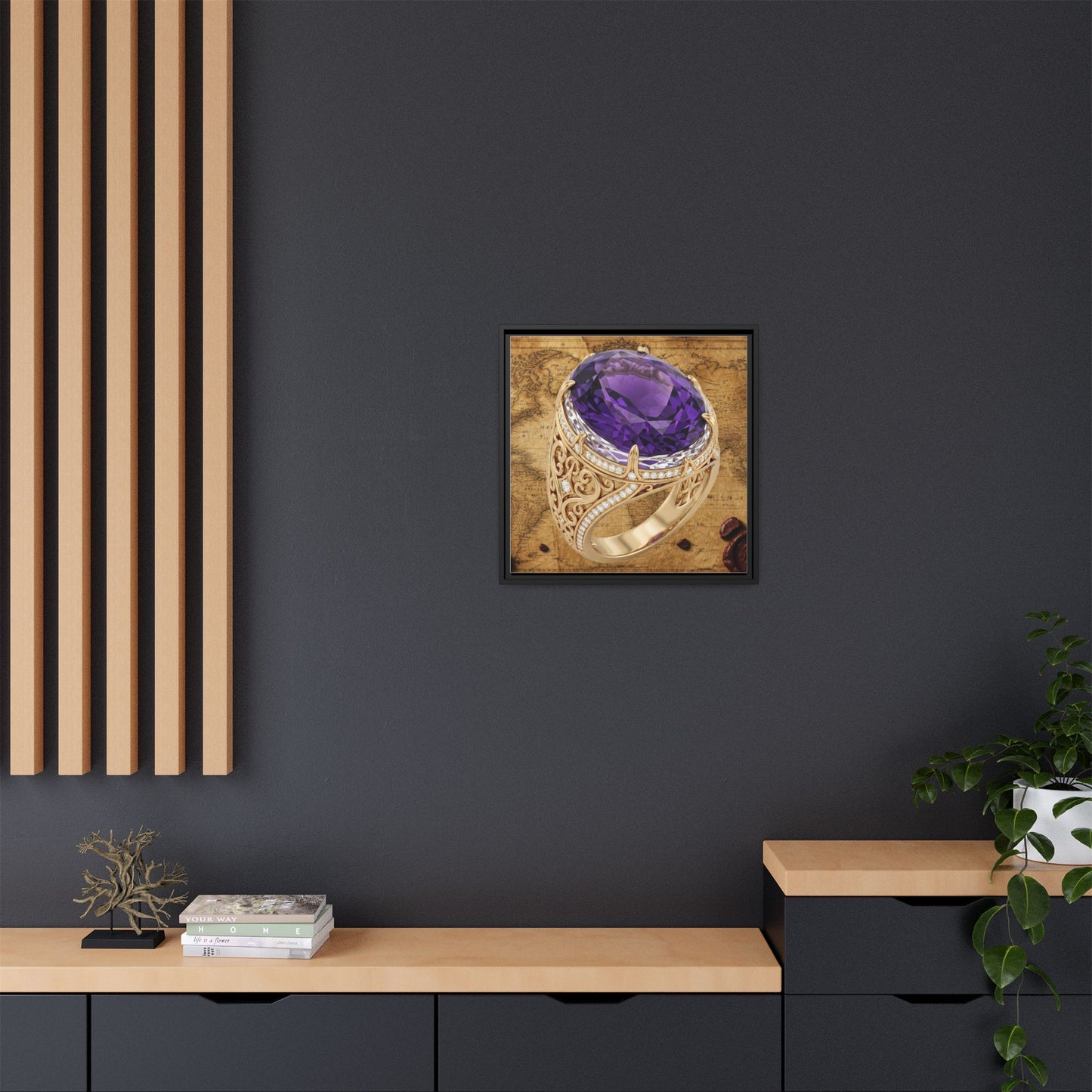 Ornate Amethyst Ring Framed Canvas