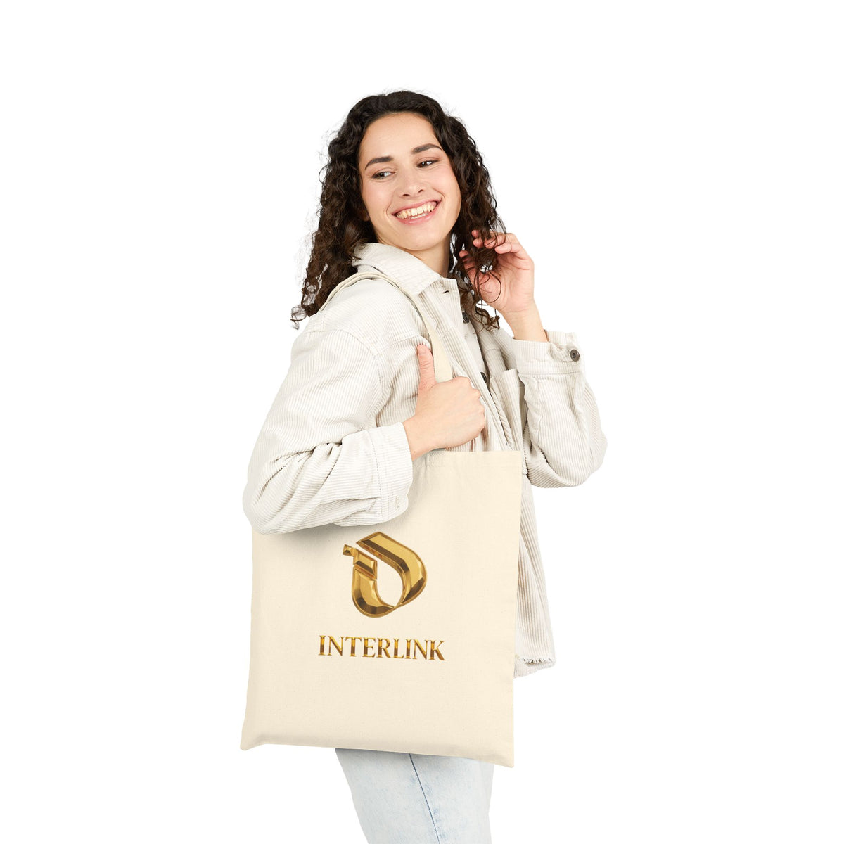 Heavy Canvas Tote with Interlink Gilded Crest