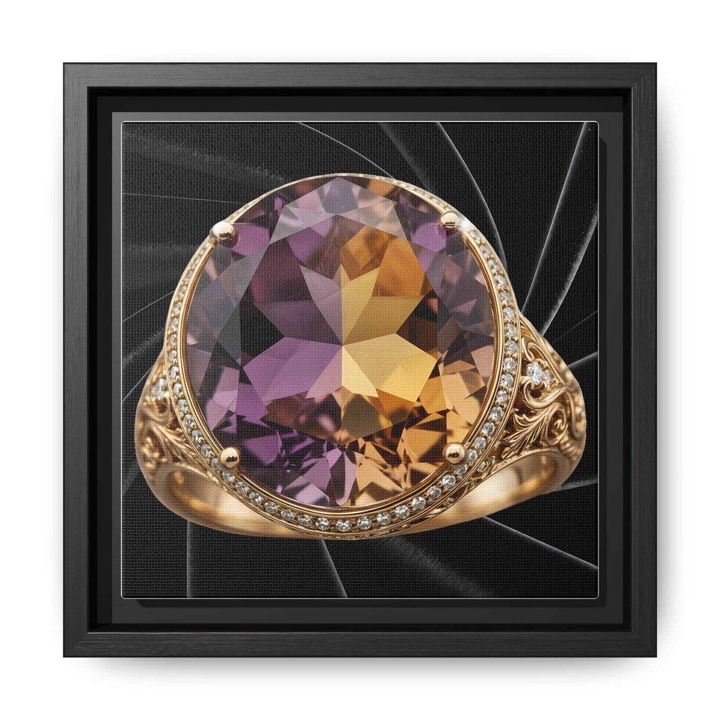 Ametrine Split-Tone Ring on Black Velvet Framed Canvas