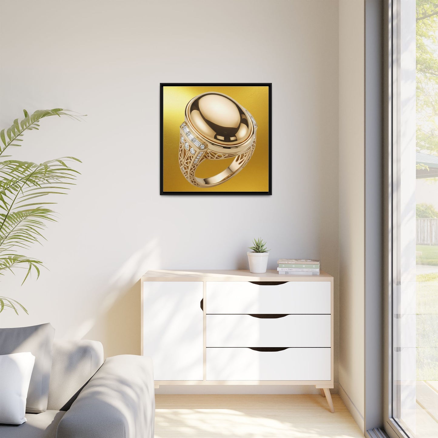 Sunlit Golden Cabochon Ring Canvas