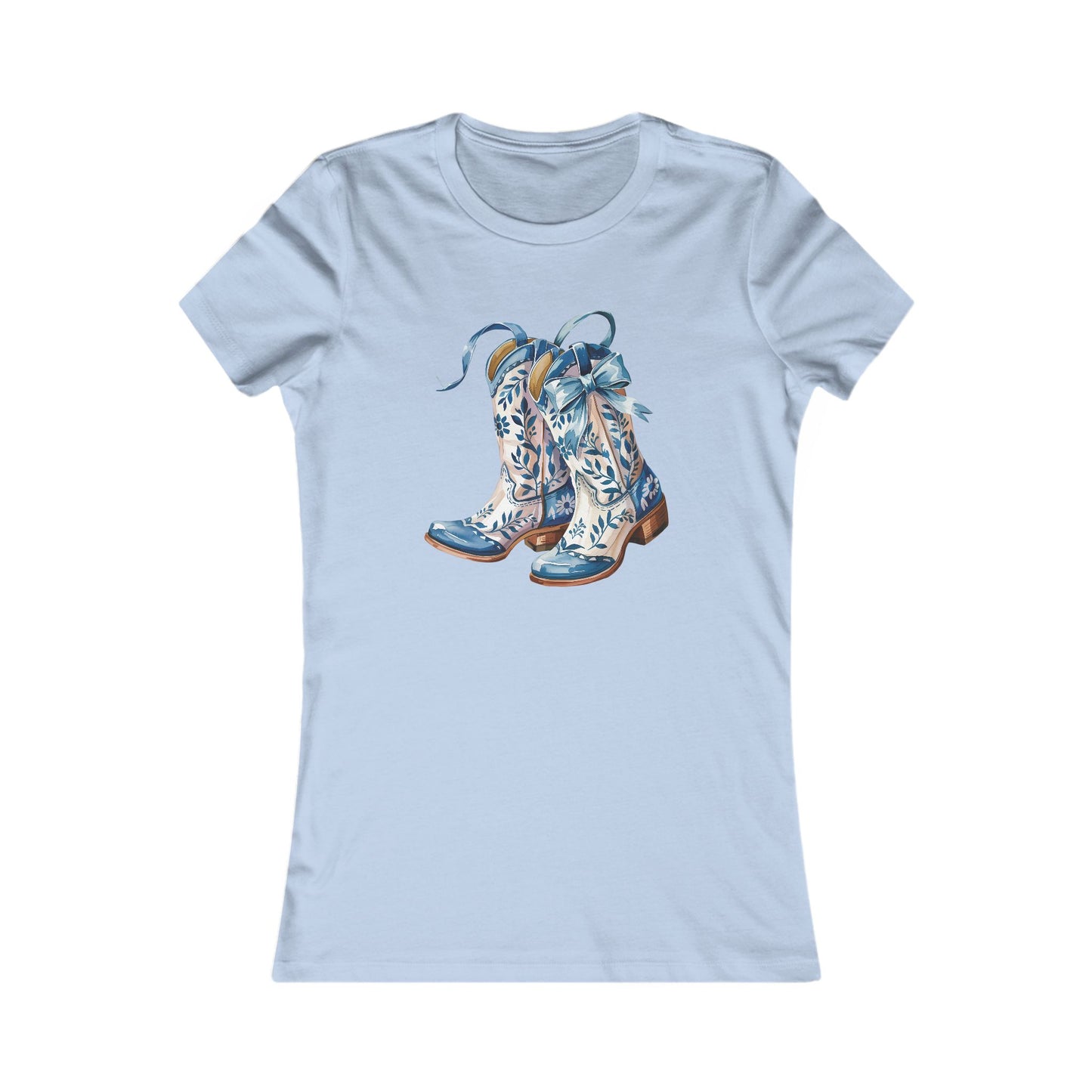 Blue Floral Cowboy Boots Women's Tee