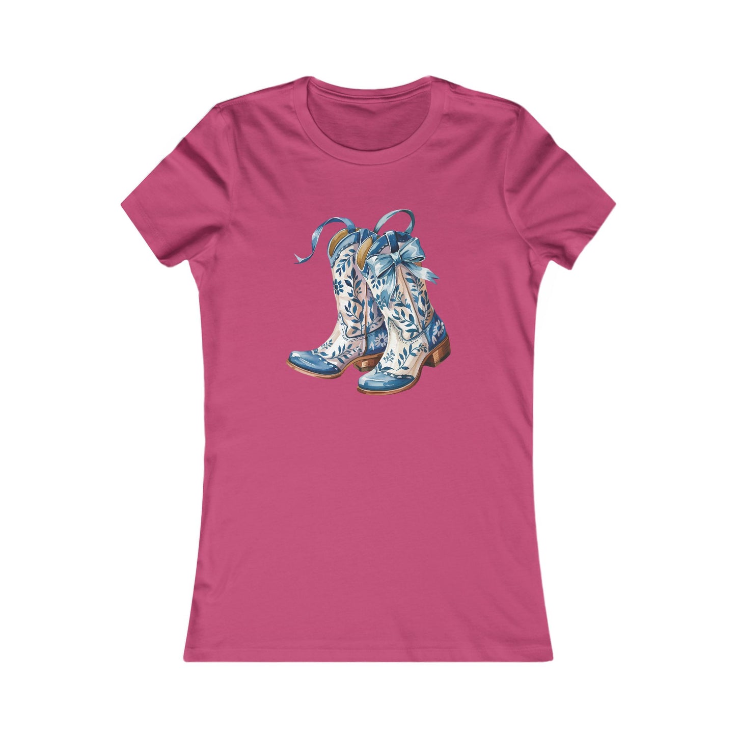 Blue Floral Cowboy Boots Women's Tee
