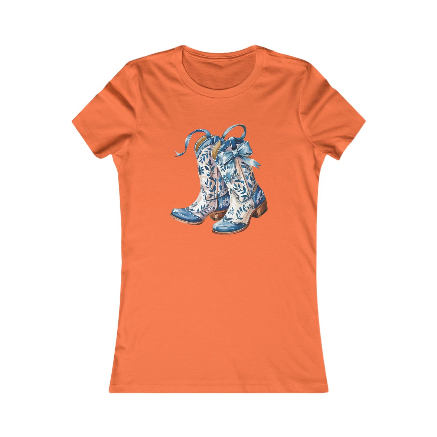 Blue Floral Cowboy Boots Women's Tee