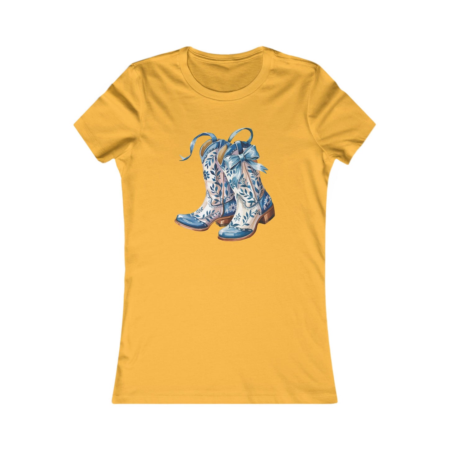 Blue Floral Cowboy Boots Women's Tee