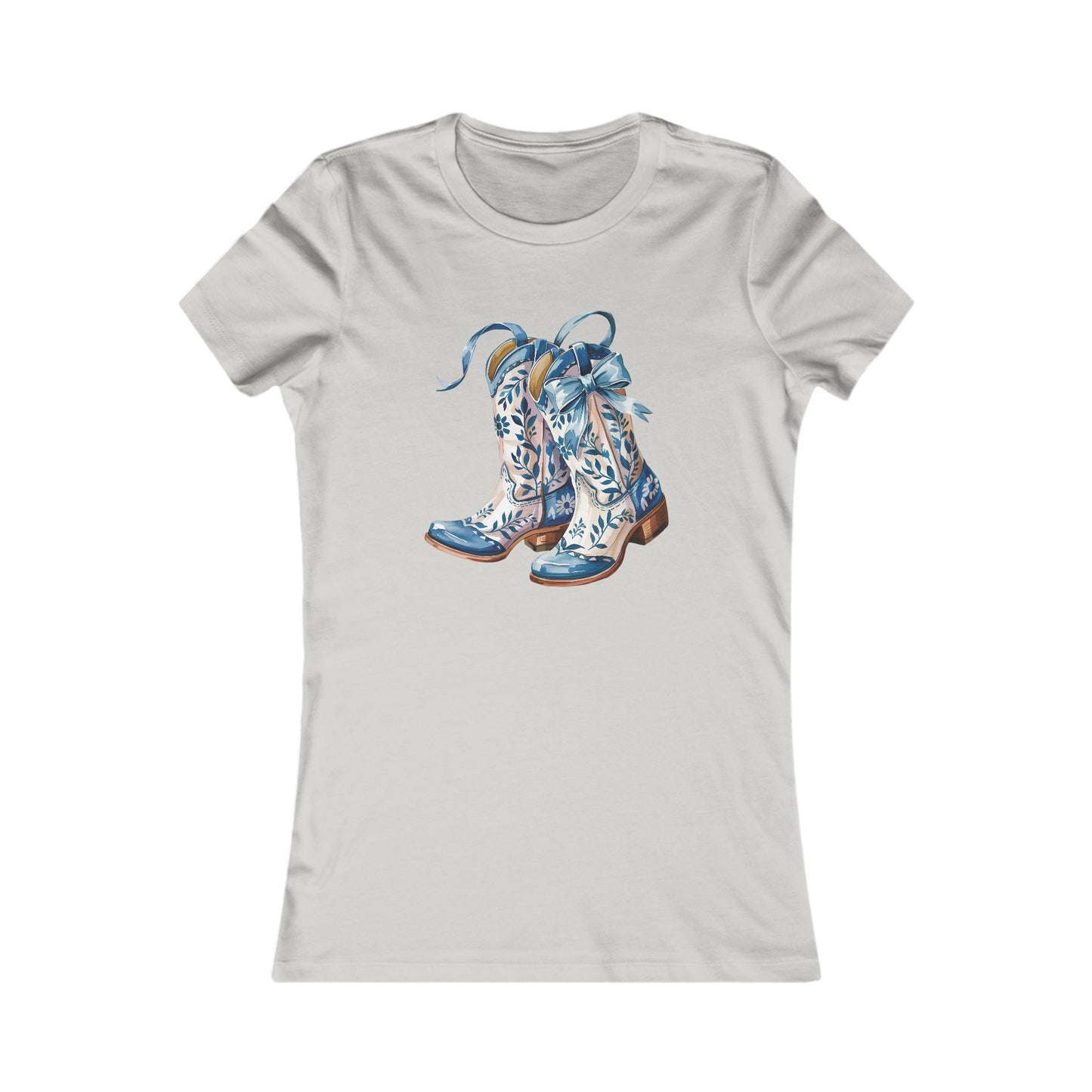 Blue Floral Cowboy Boots Women's Tee