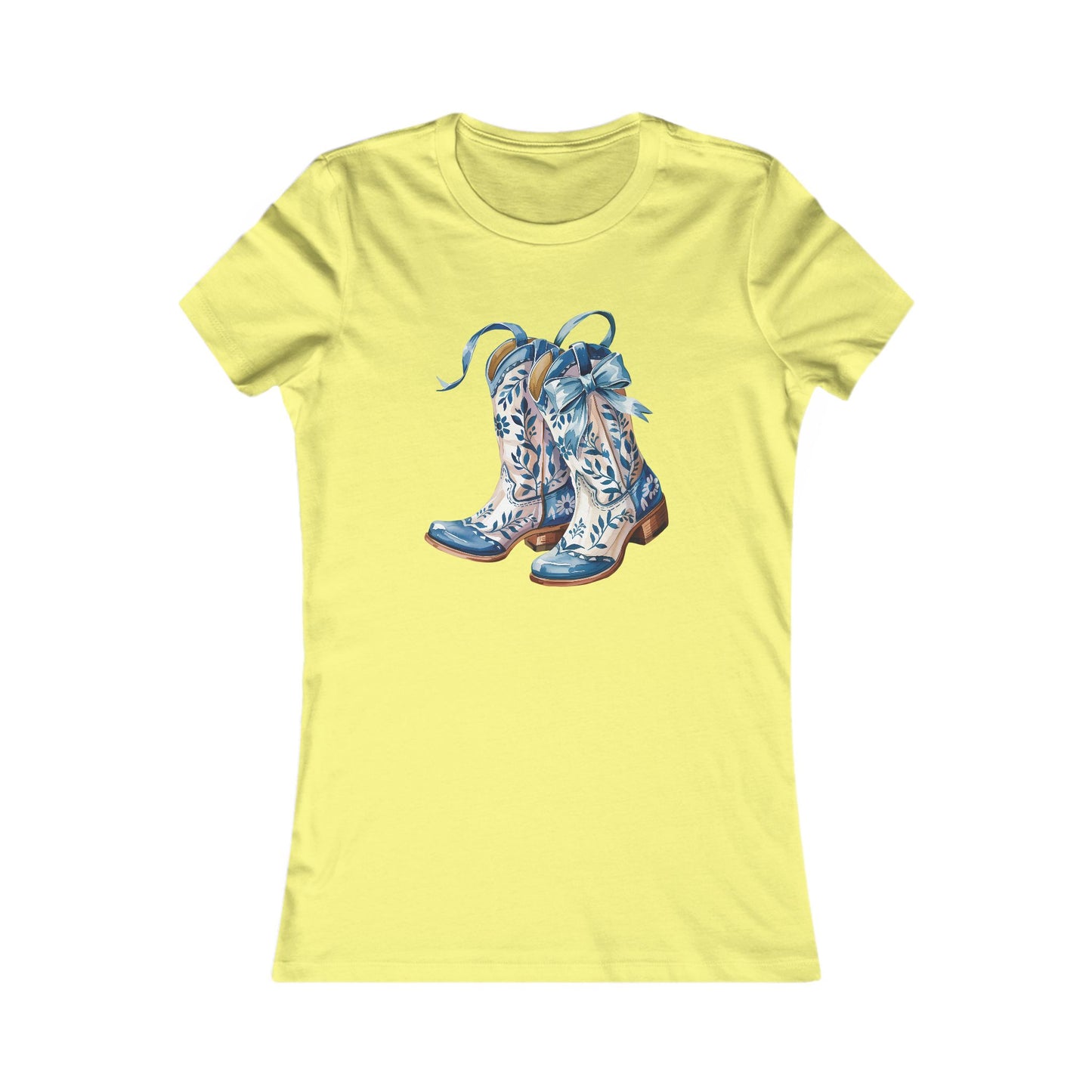 Blue Floral Cowboy Boots Women's Tee