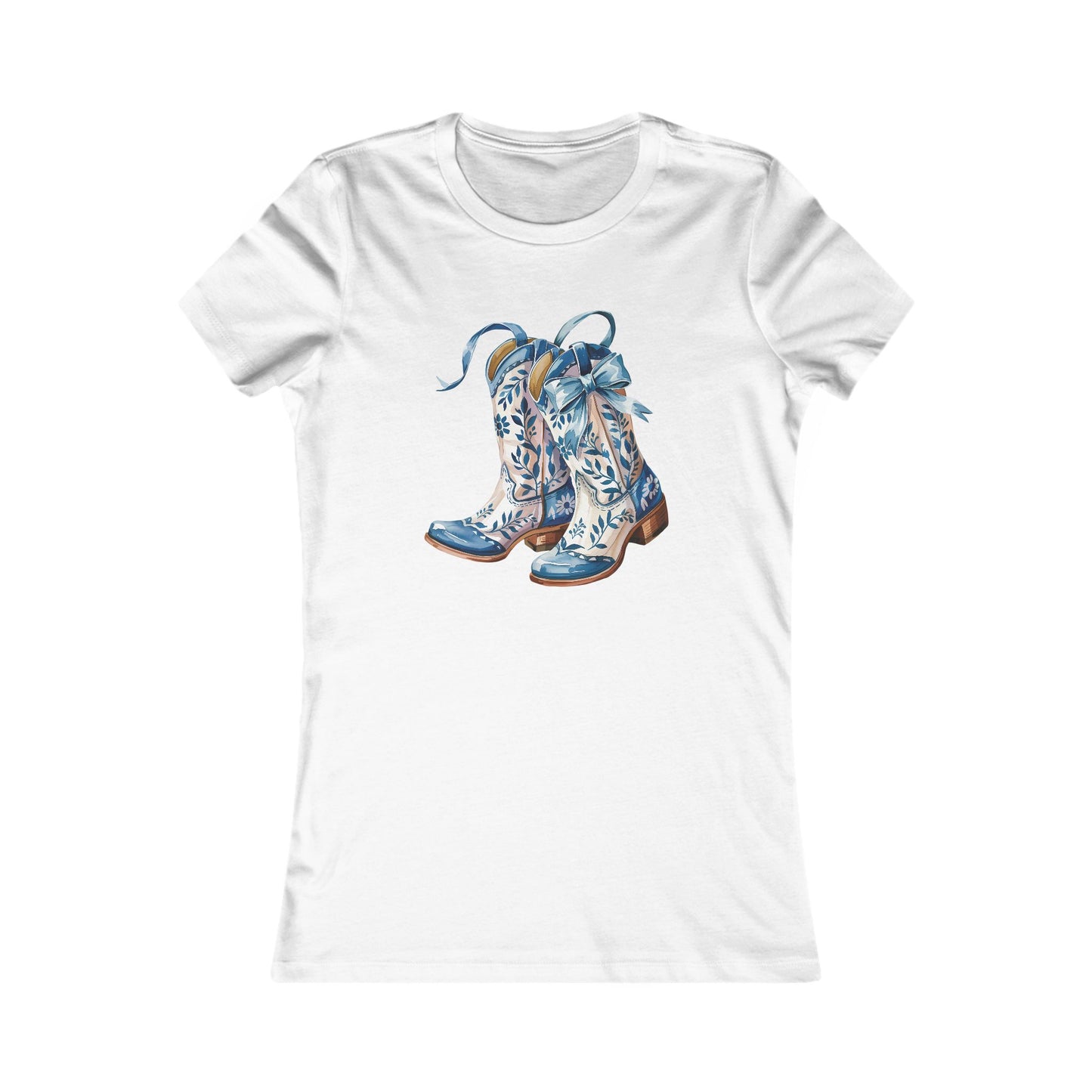Blue Floral Cowboy Boots Women's Tee