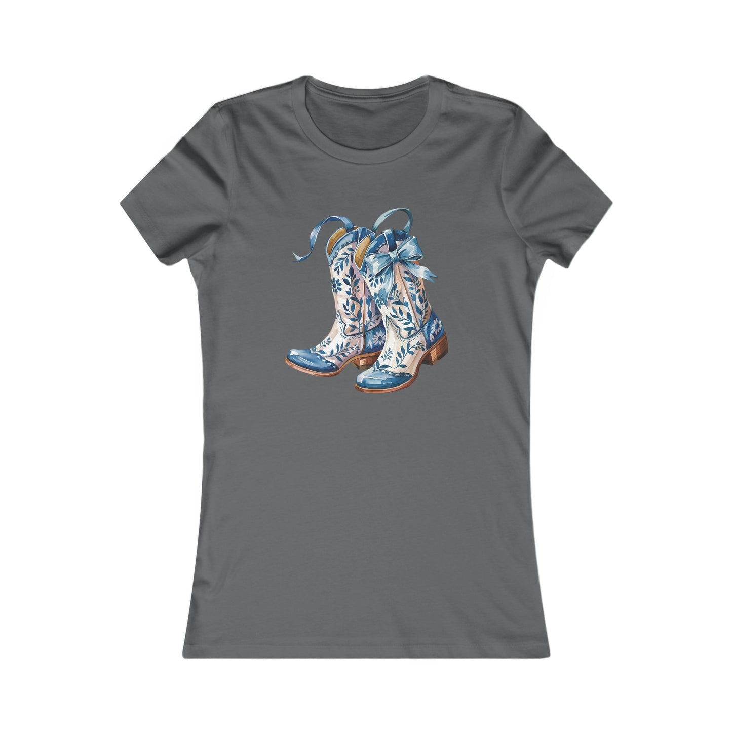 Blue Floral Cowboy Boots Women's Tee