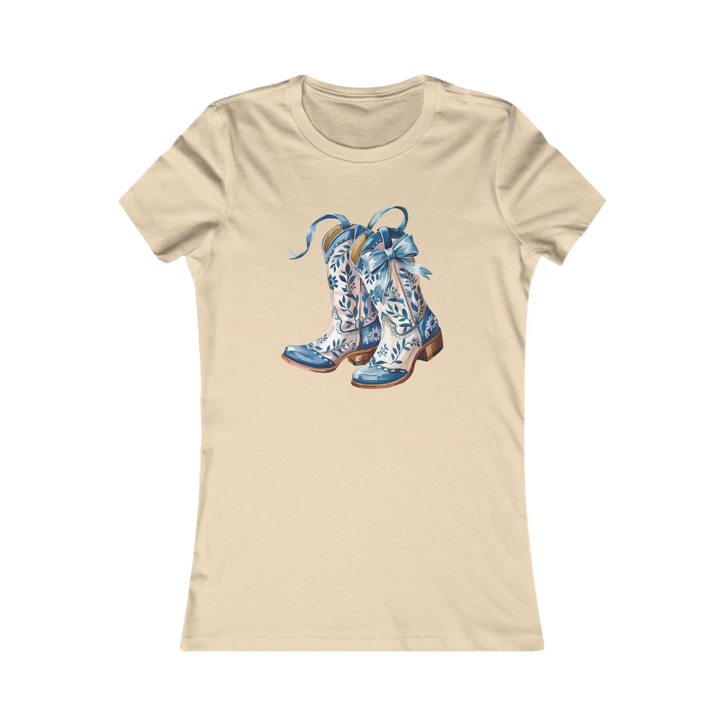 Blue Floral Cowboy Boots Women's Tee