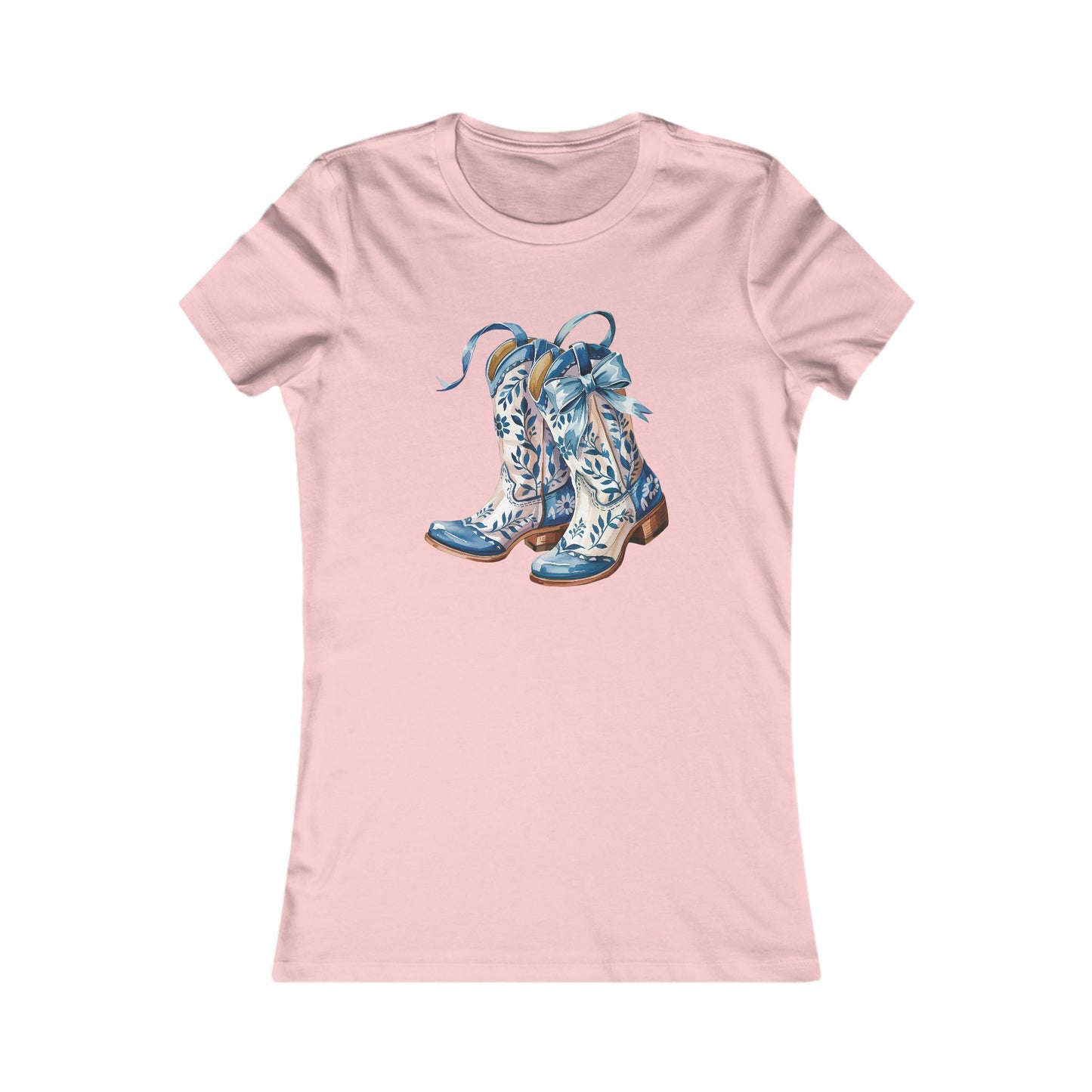 Blue Floral Cowboy Boots Women's Tee