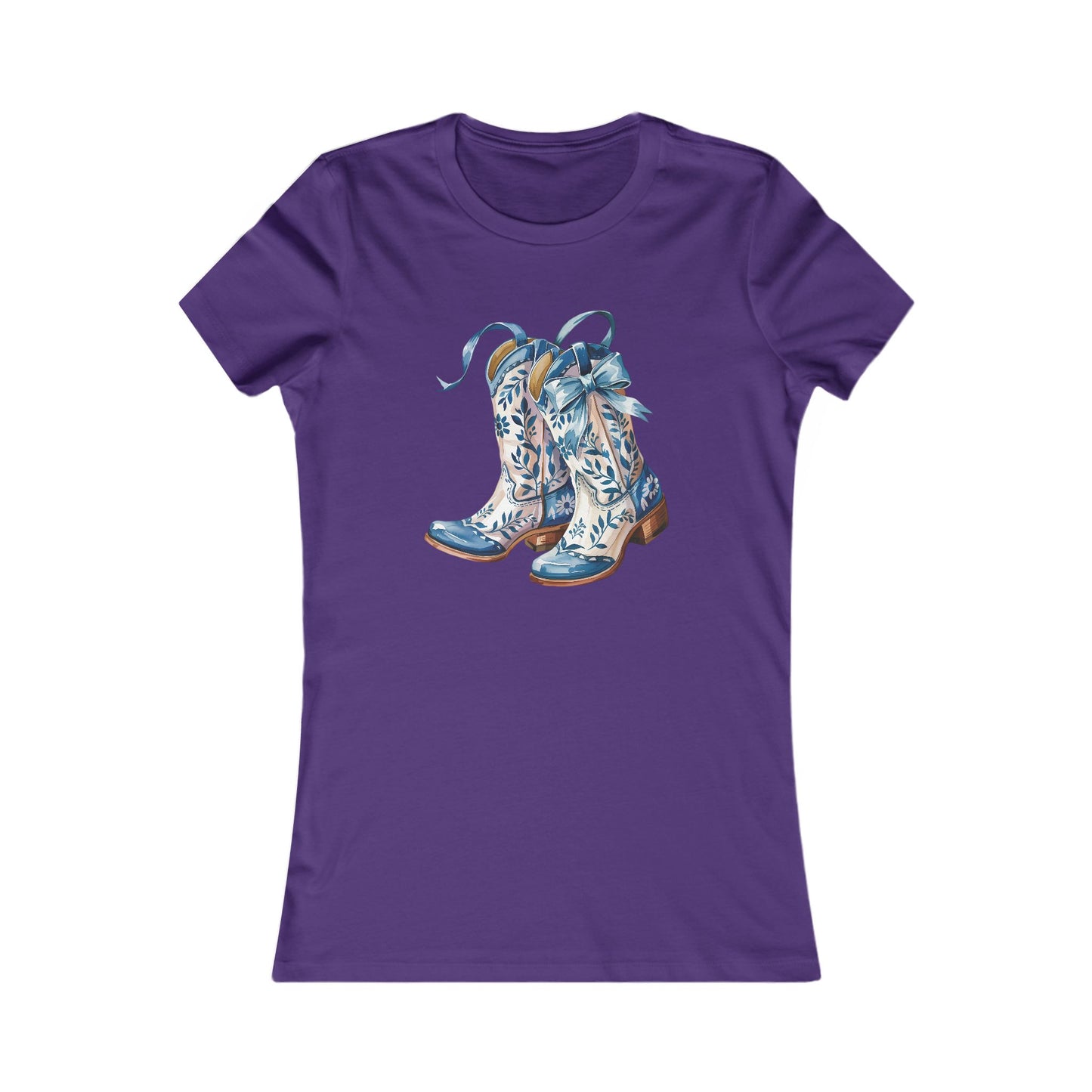 Blue Floral Cowboy Boots Women's Tee