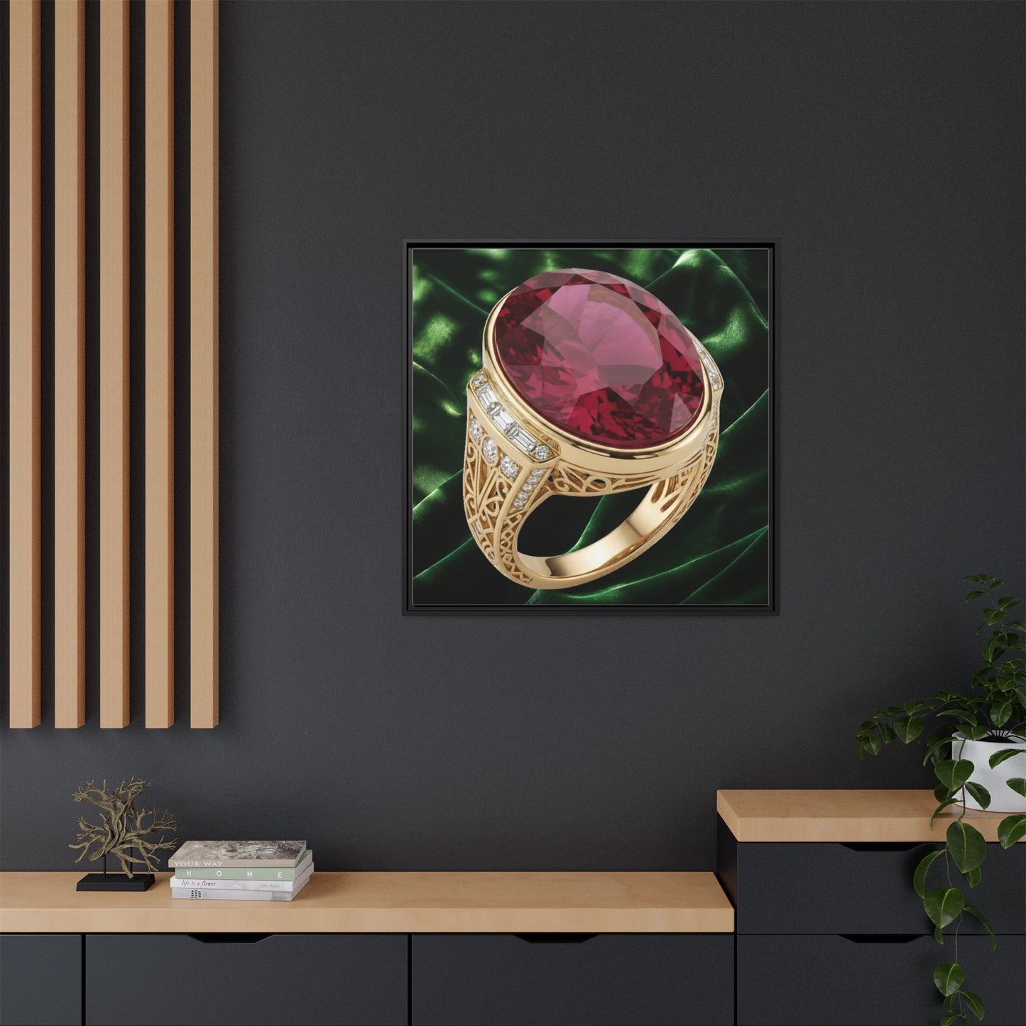 Verdant Ruby Velvet Canvas