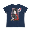 Japanese Woman & Folding Fan Cherry Blossom Back Print Women’s Tee