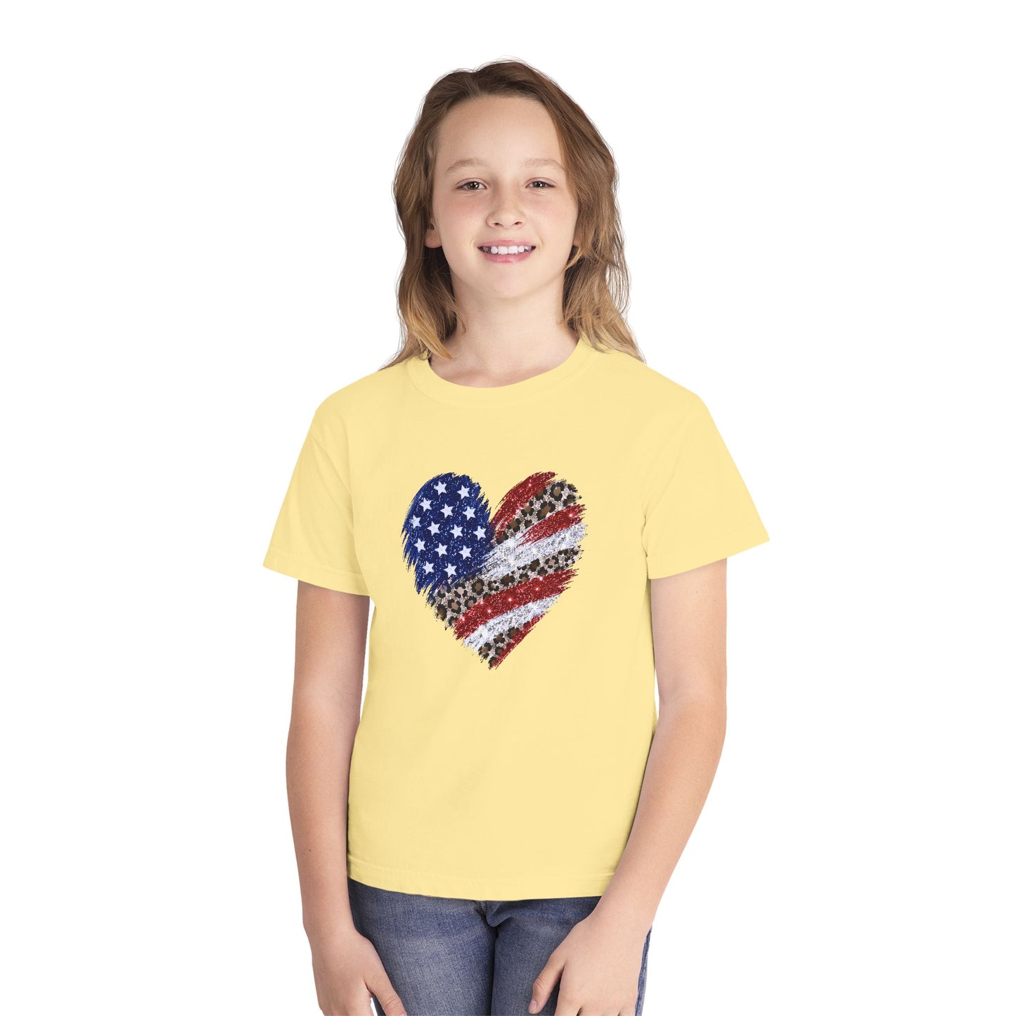 Distressed American Flag Heart Youth T-Shirt