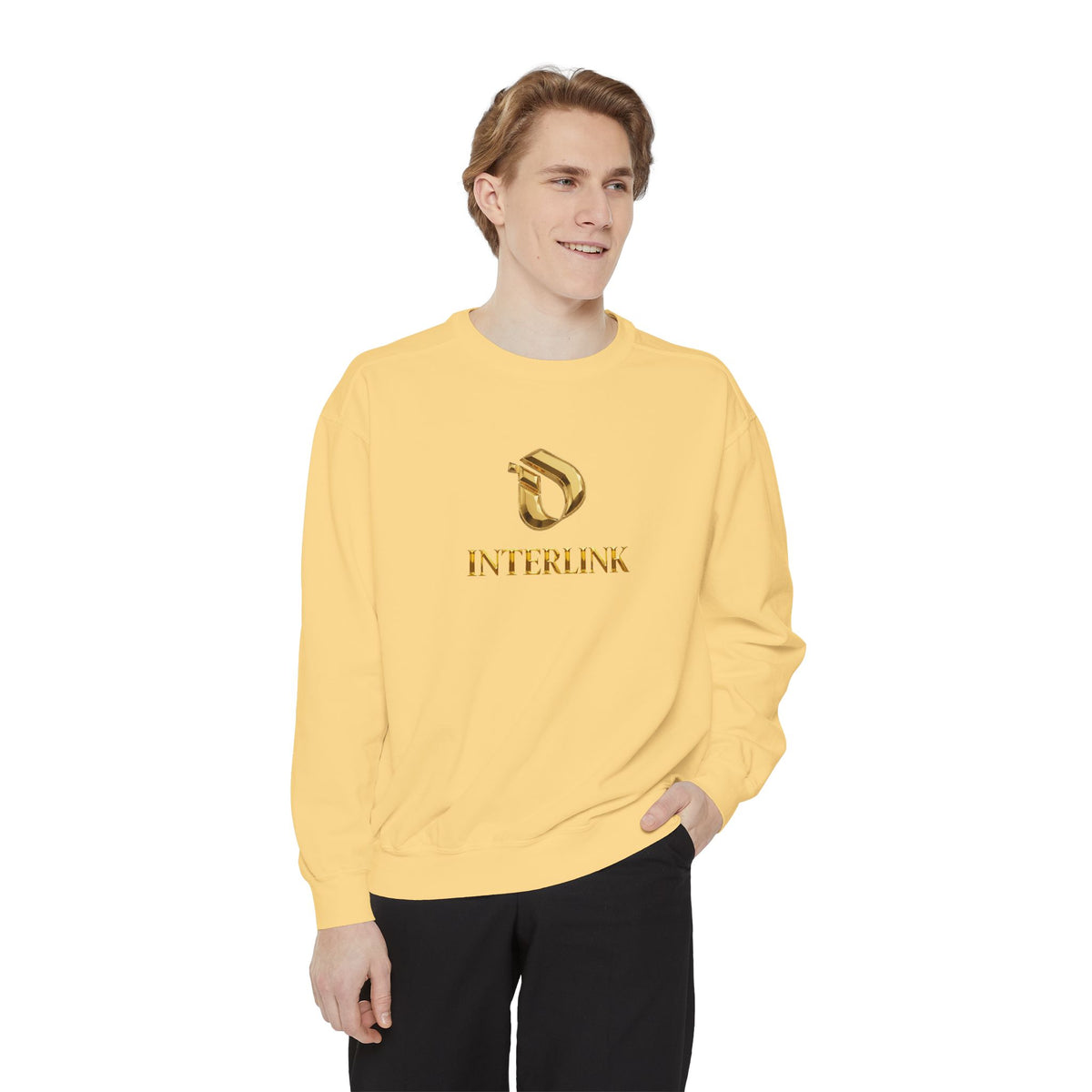 Gold Interlink Logo Crewneck Sweatshirt for Women