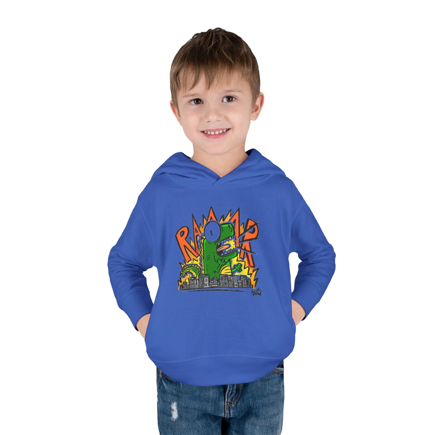 Comic Roaring Dinosaur Toddler Hoodie