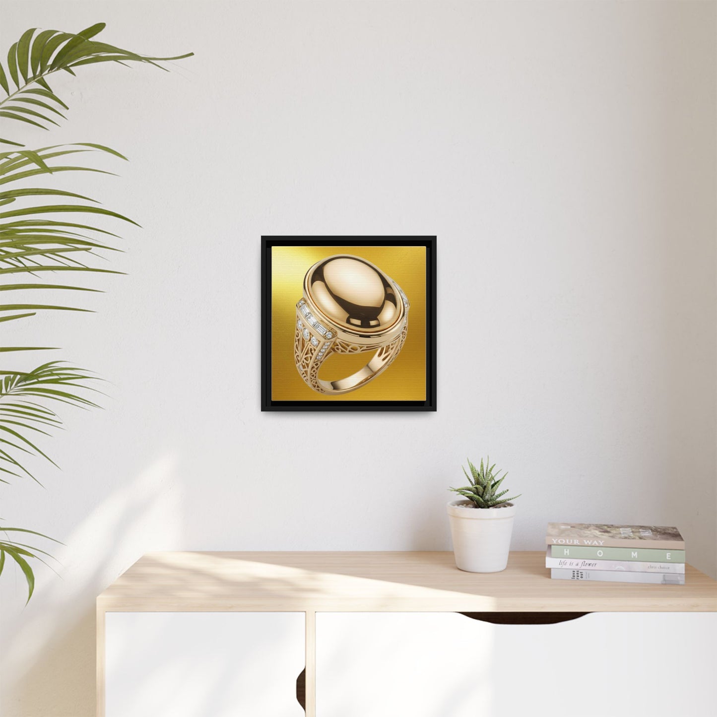 Sunlit Golden Cabochon Ring Canvas