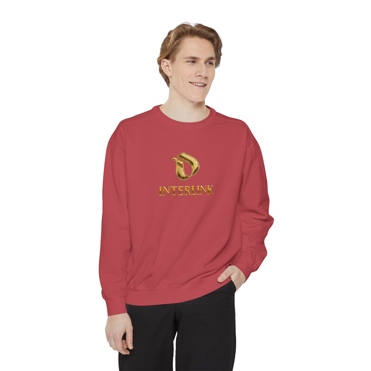Gold Interlink Logo Crewneck Sweatshirt for Women