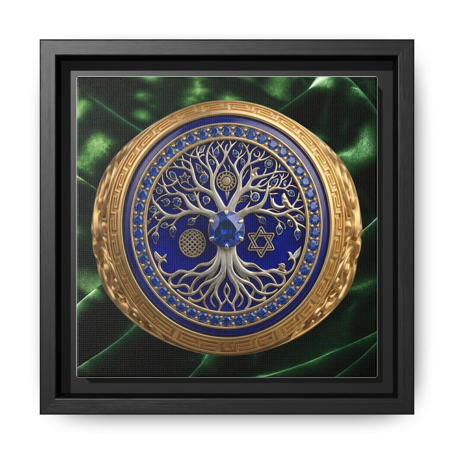 Sapphire Tree of Life Medallion Emerald Satin Canvas