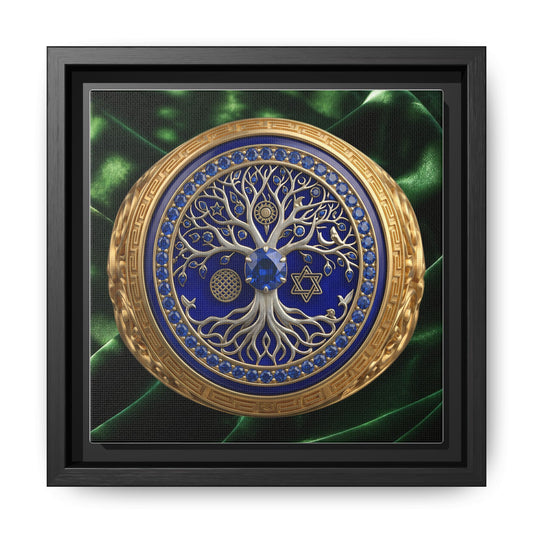 Sapphire Tree of Life Medallion Emerald Satin Canvas