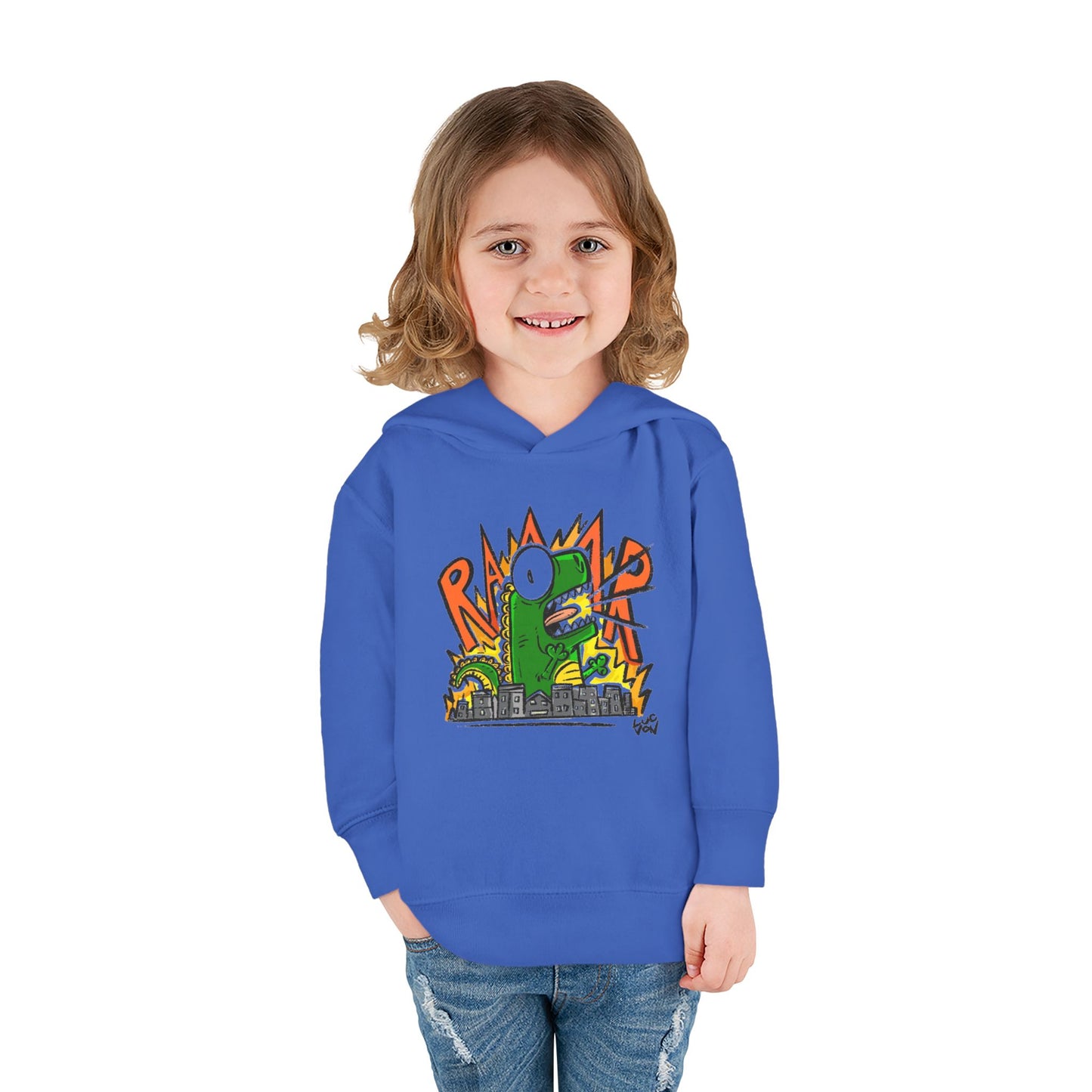 Comic Roaring Dinosaur Toddler Hoodie
