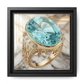 Aquamarine Marble Ring Framed Canvas