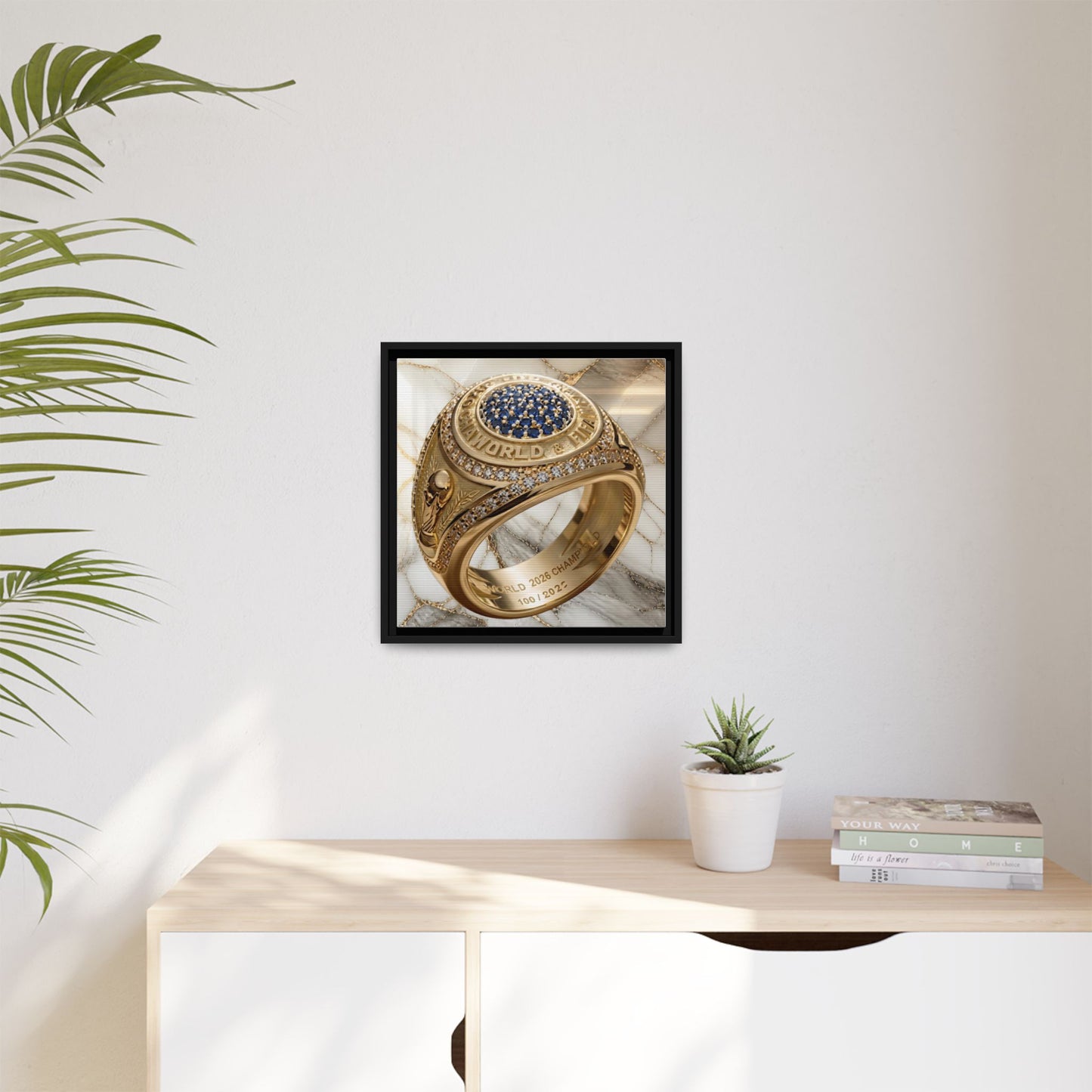 2026 Football Ring Veined Marble Framed Canvas