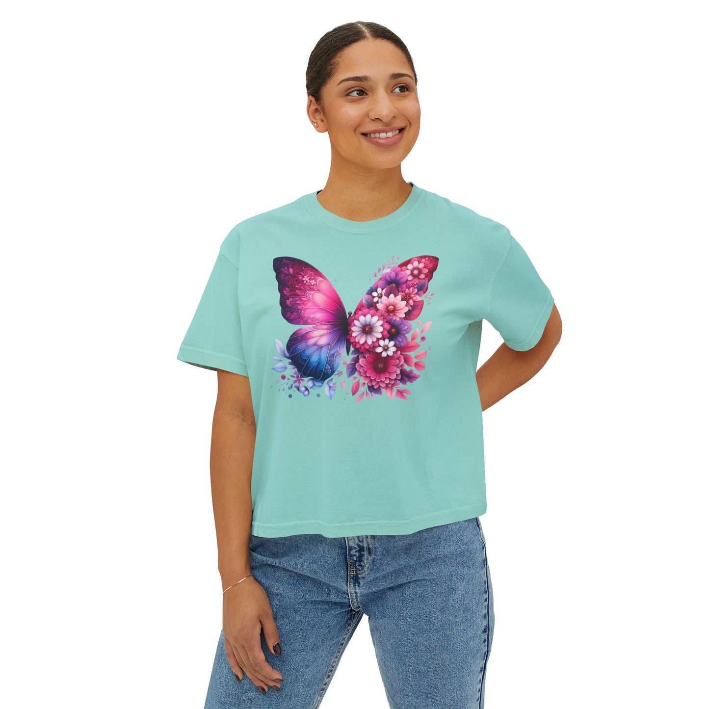 Floral Butterfly Women’s Boxy T-Shirt