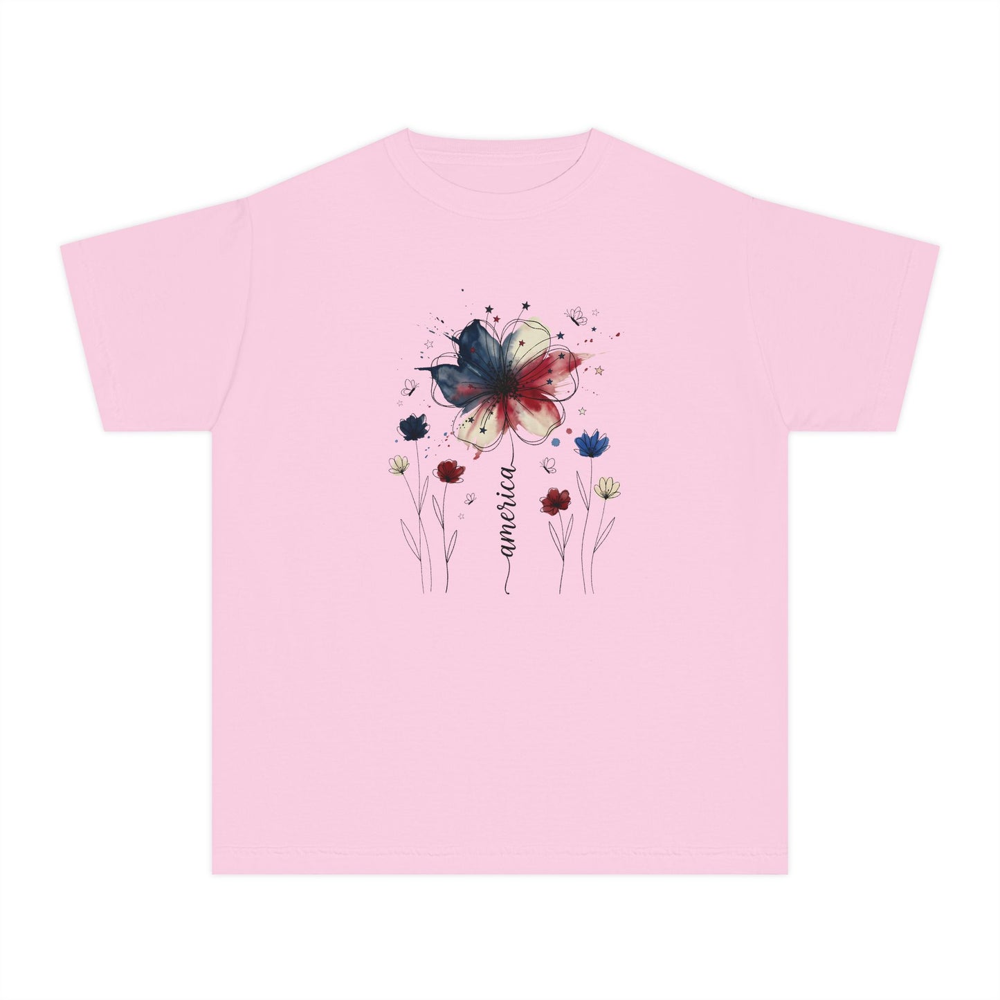 Watercolor Patriotic Butterfly Youth T-Shirt