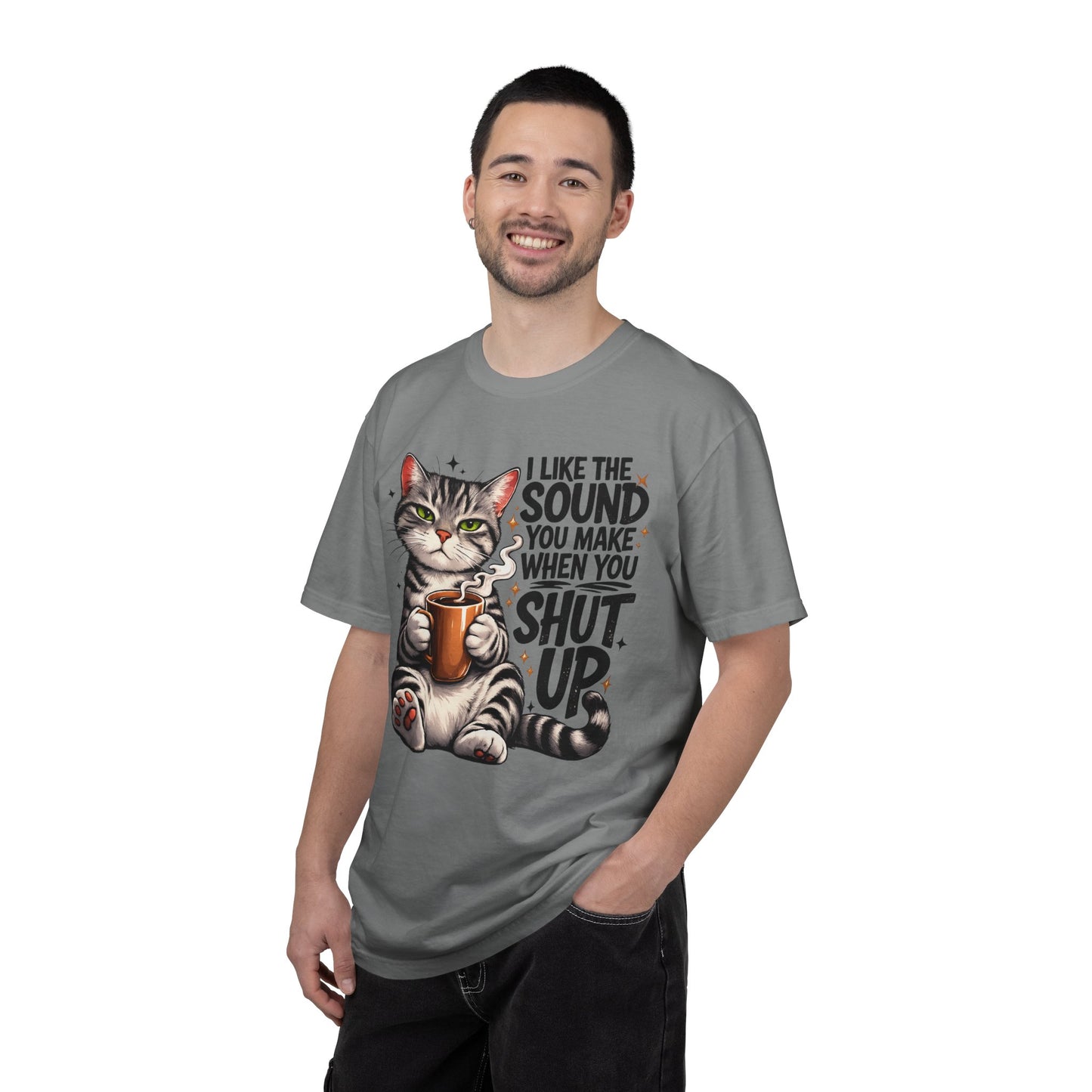 Sarcastic Cat Coffee Graphic T-Shirt