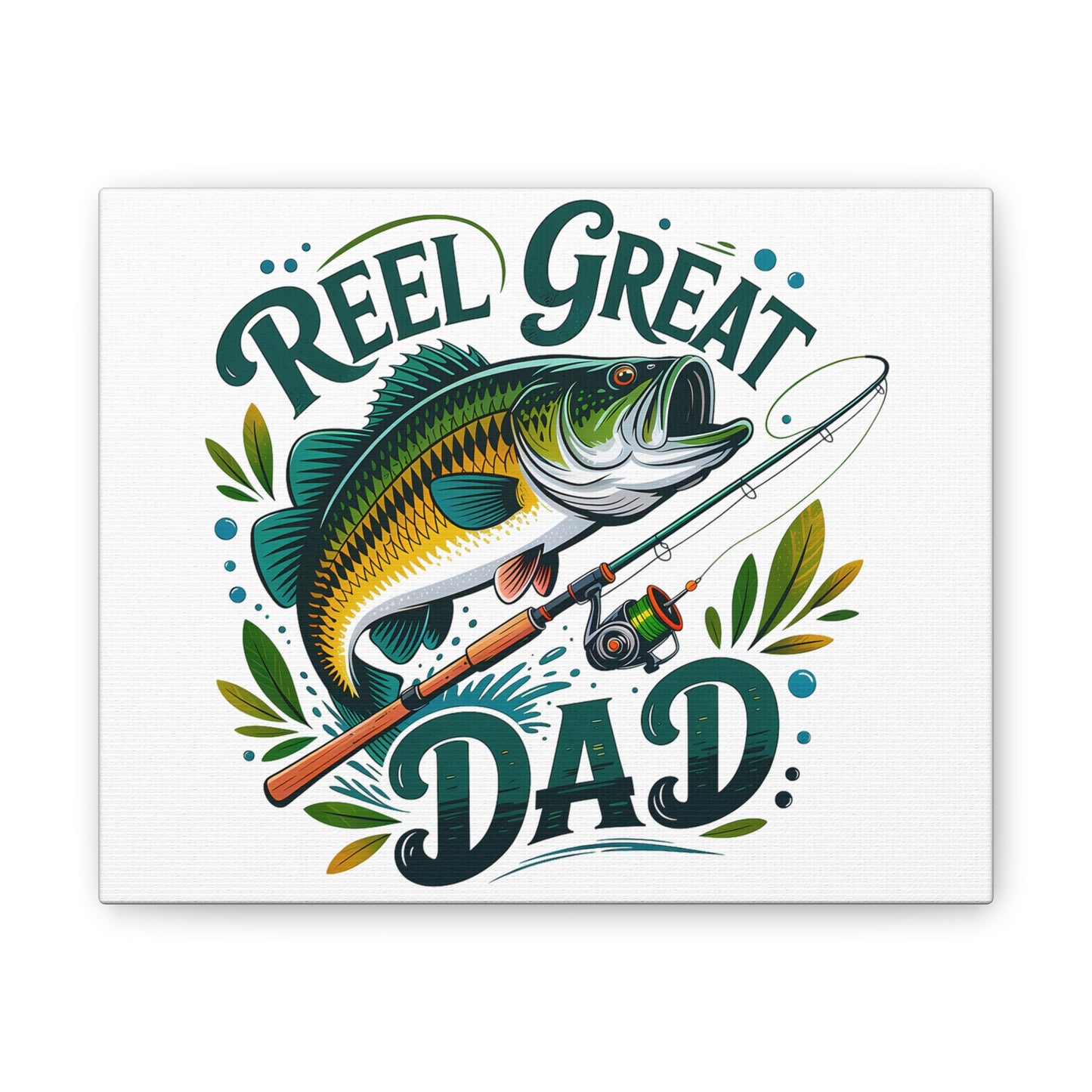 Reel Great Dad Fishing Framed Canvas Wall Art