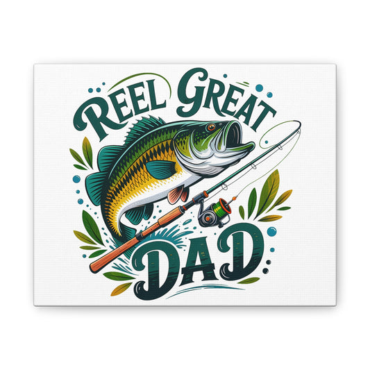 Reel Great Dad Fishing Framed Canvas Wall Art