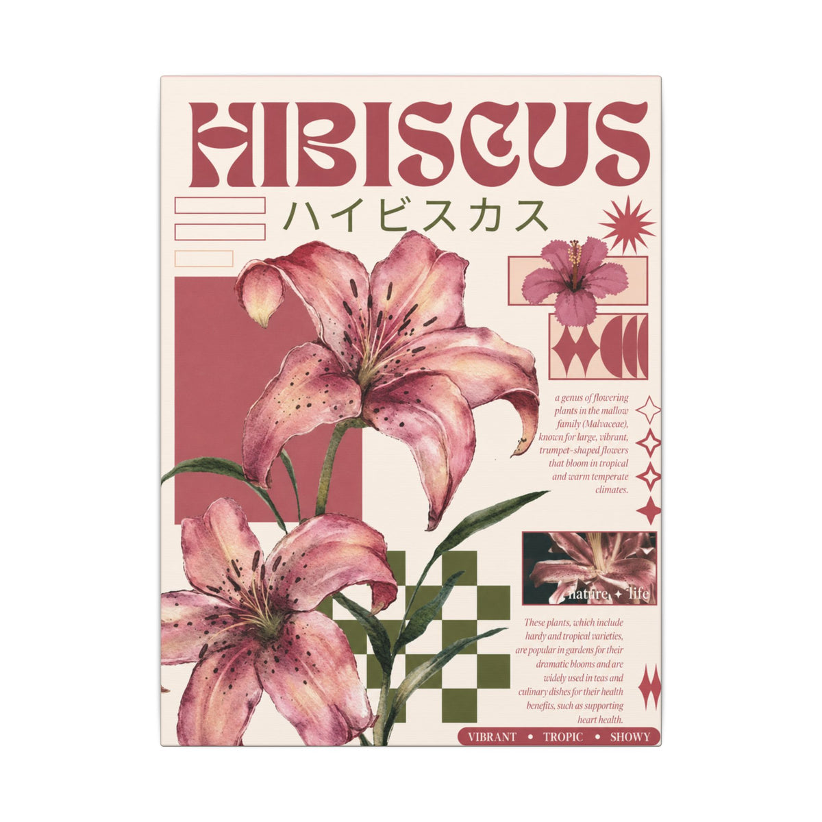 Hibiscus Botanical Matte Canvas Print
