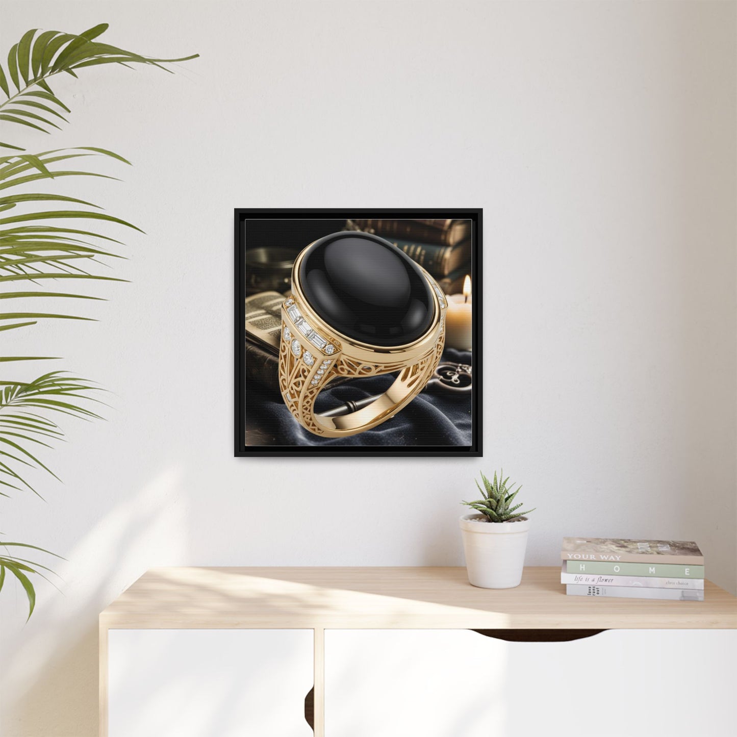 Midnight Onyx Ring Framed Canvas