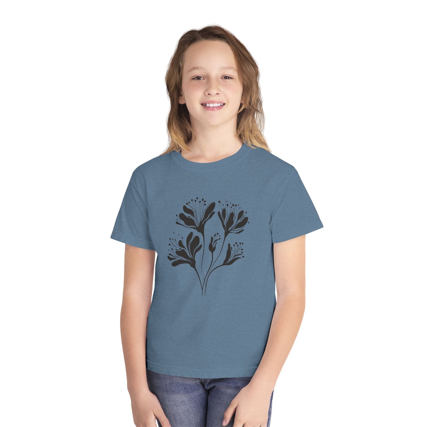Youth Minimal Black Floral Tee