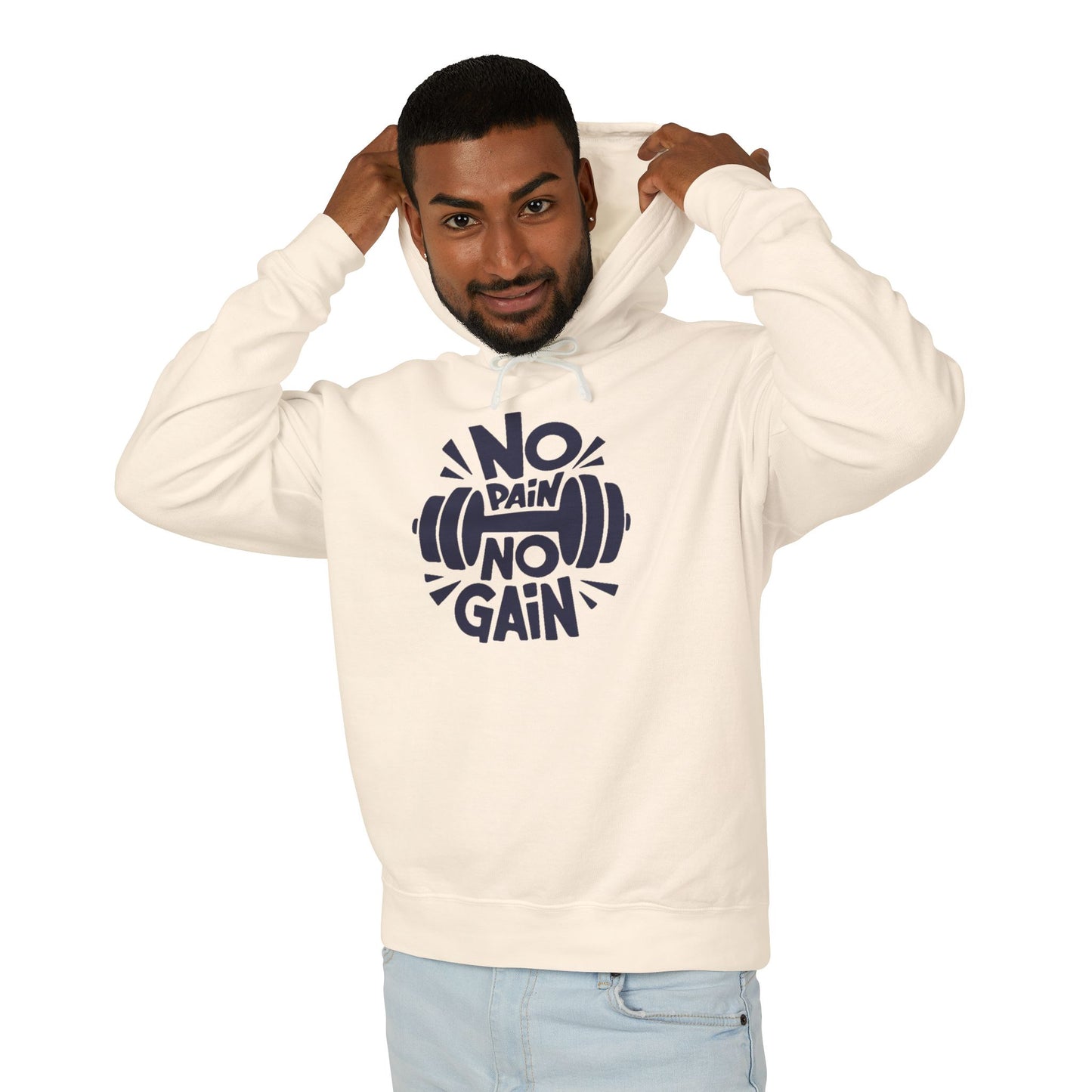 No Pain No Gain Hoodie — Motivational Gym Workout Hooded Sweatshirt