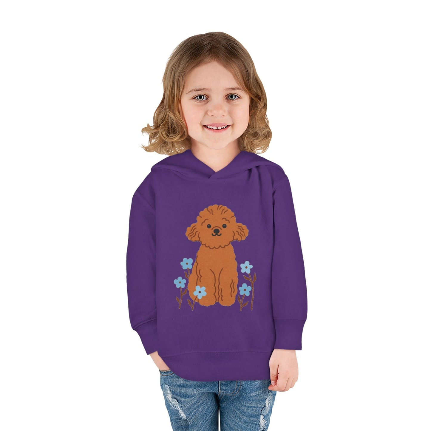 Curly Puppy and Wildflowers Toddler Hoodie