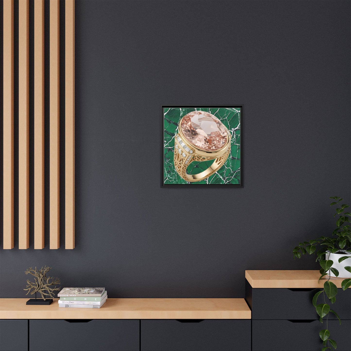 Verdant Morganite Halo Ring Framed Canvas