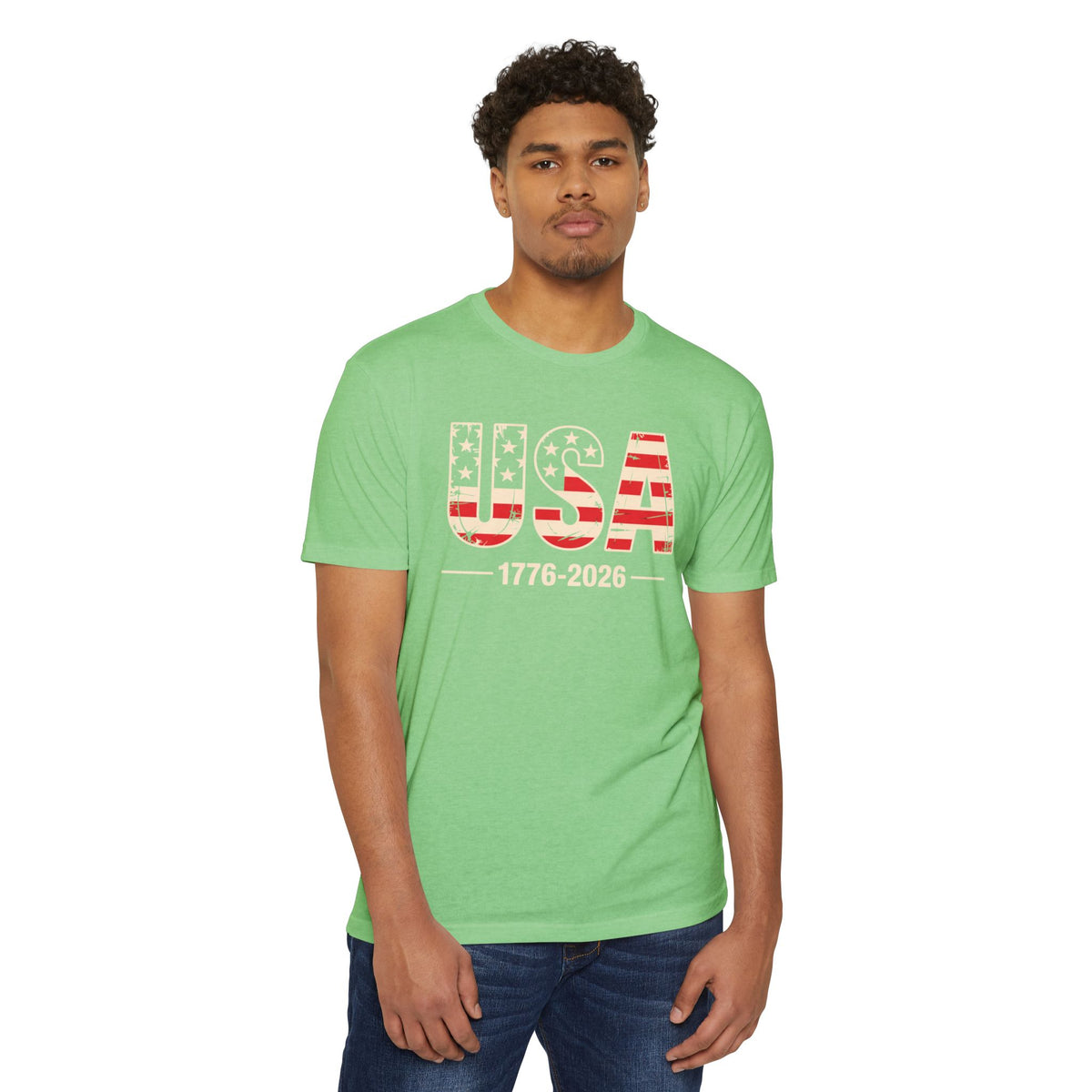 USA 1776-2026 Patriotic Flag Graphic T-Shirt