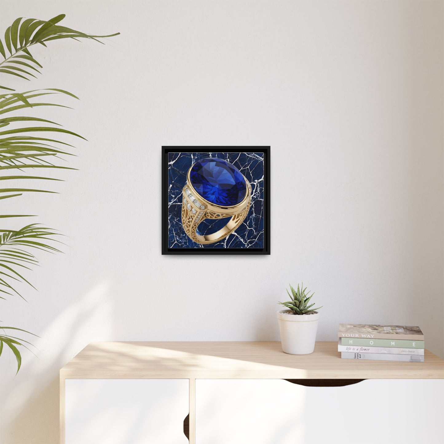 Faceted Sapphire Jewellery Framed Canvas