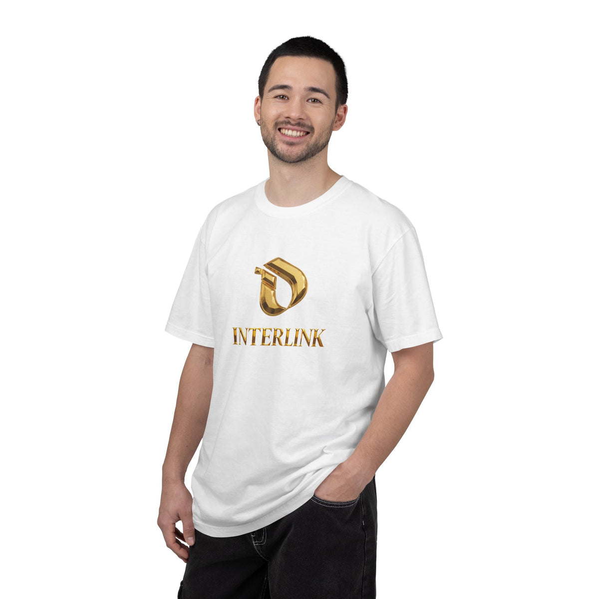 Gold Geometric Interlink Front Graphic Tee