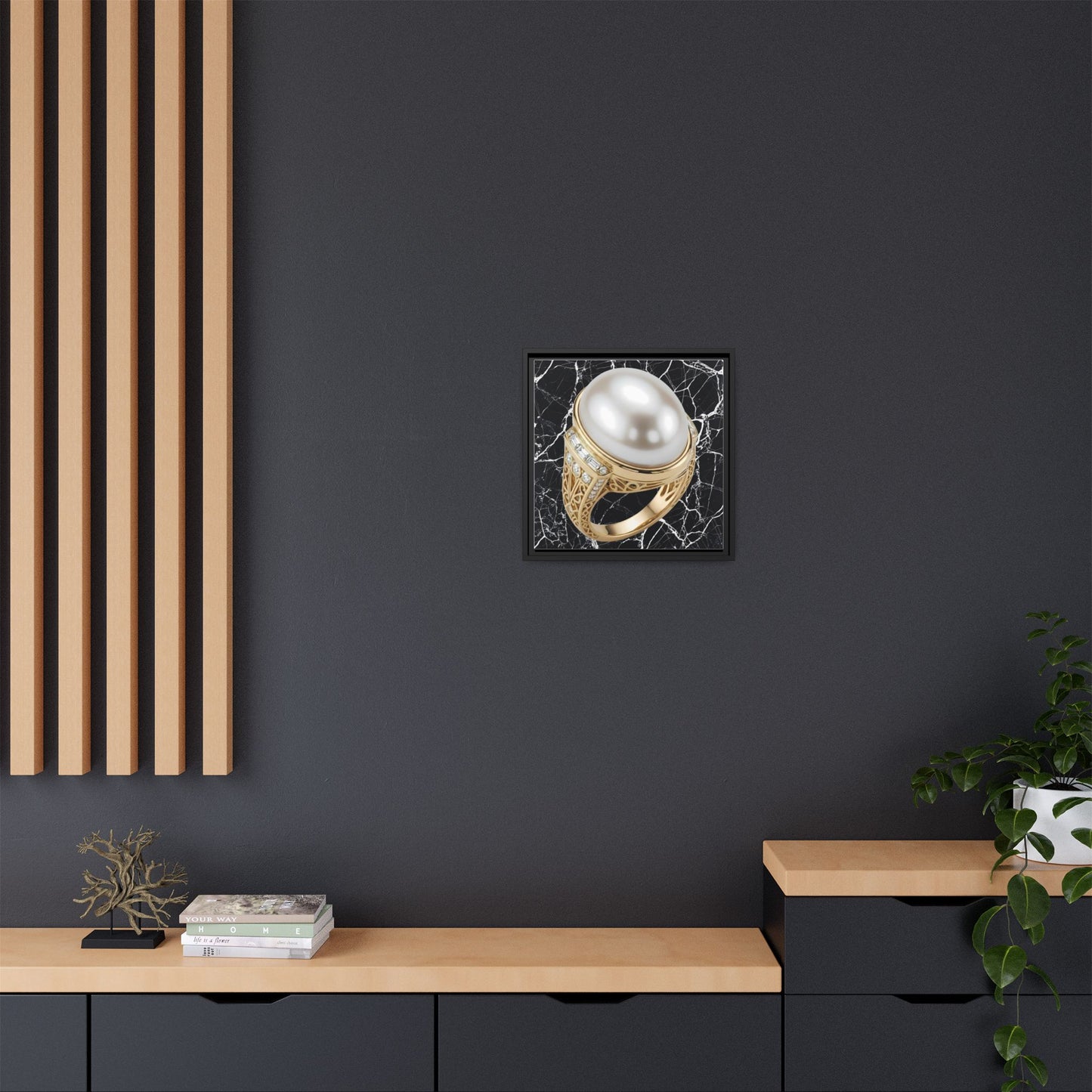 Pearl Ring Textured Marble Framed Canvas