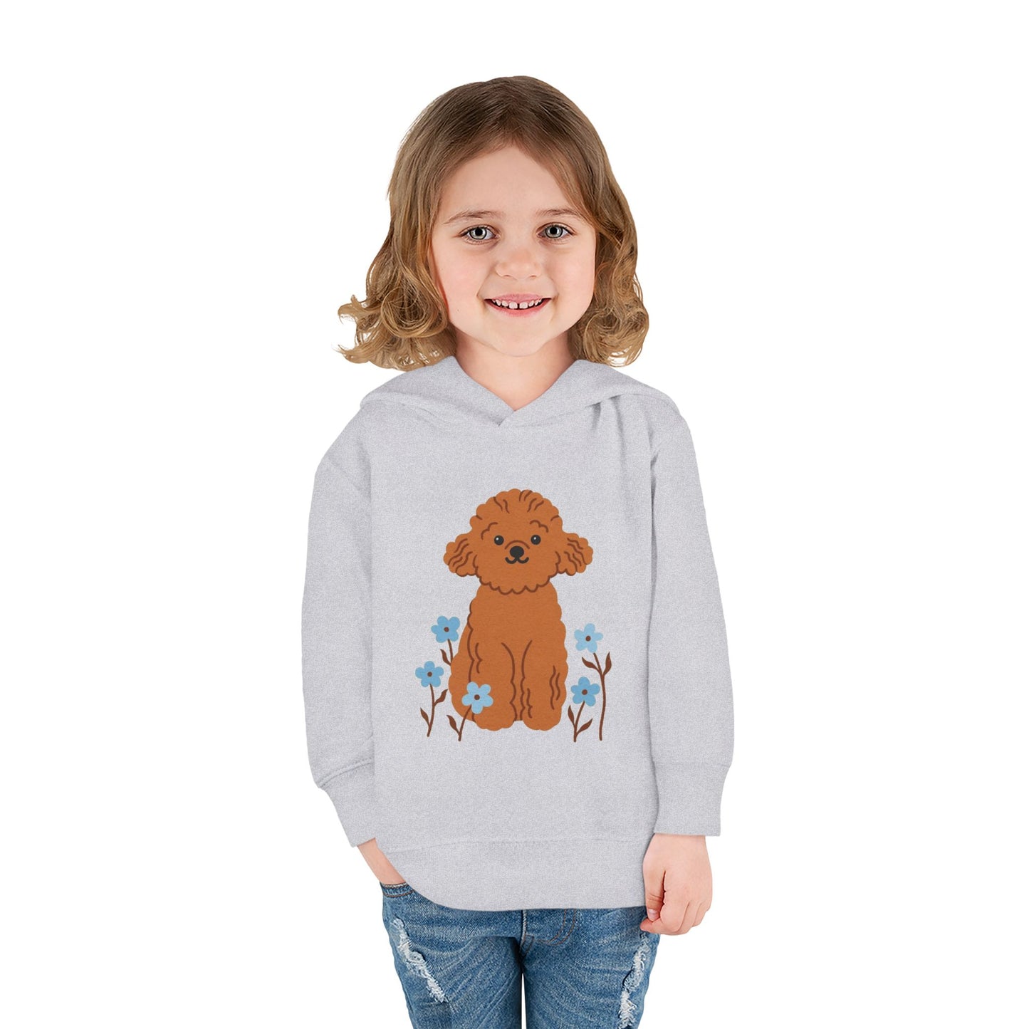 Curly Puppy and Wildflowers Toddler Hoodie