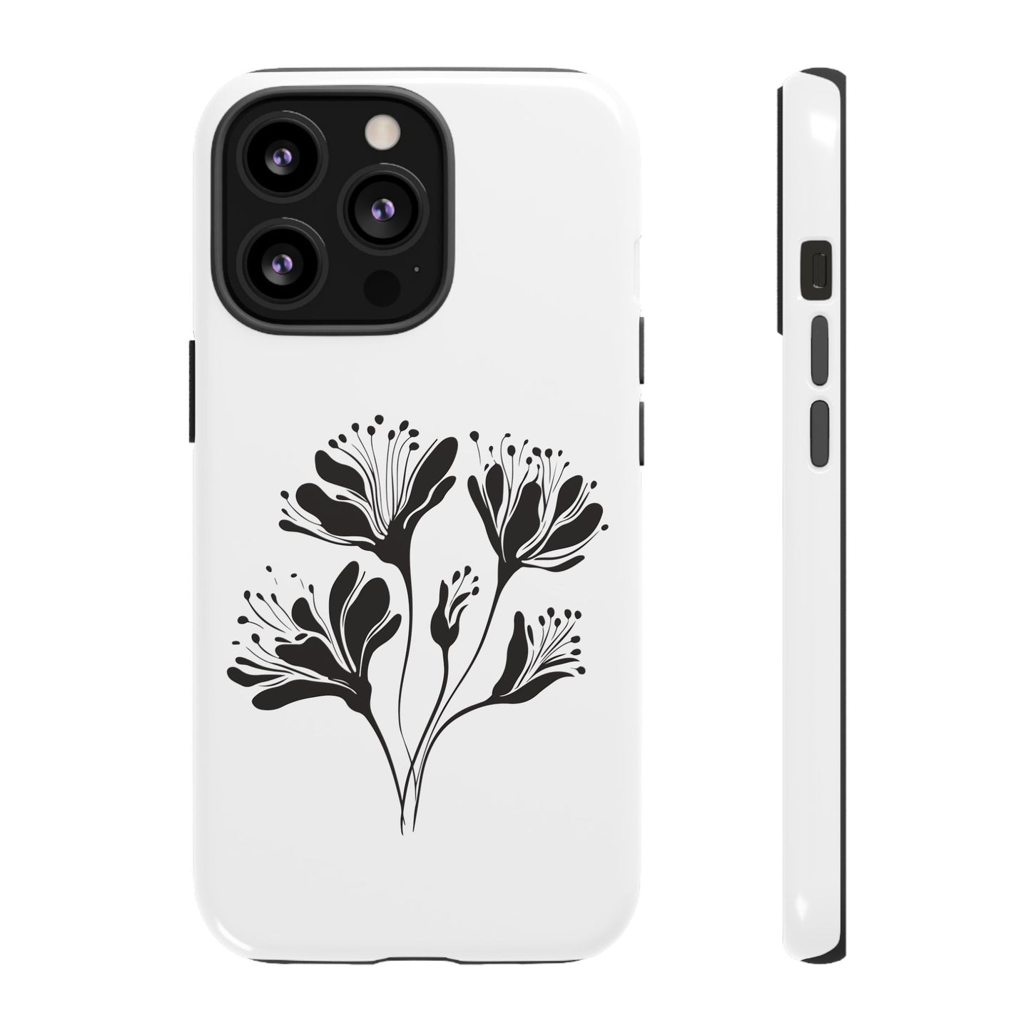Botanical Black Floral Tough Phone Case
