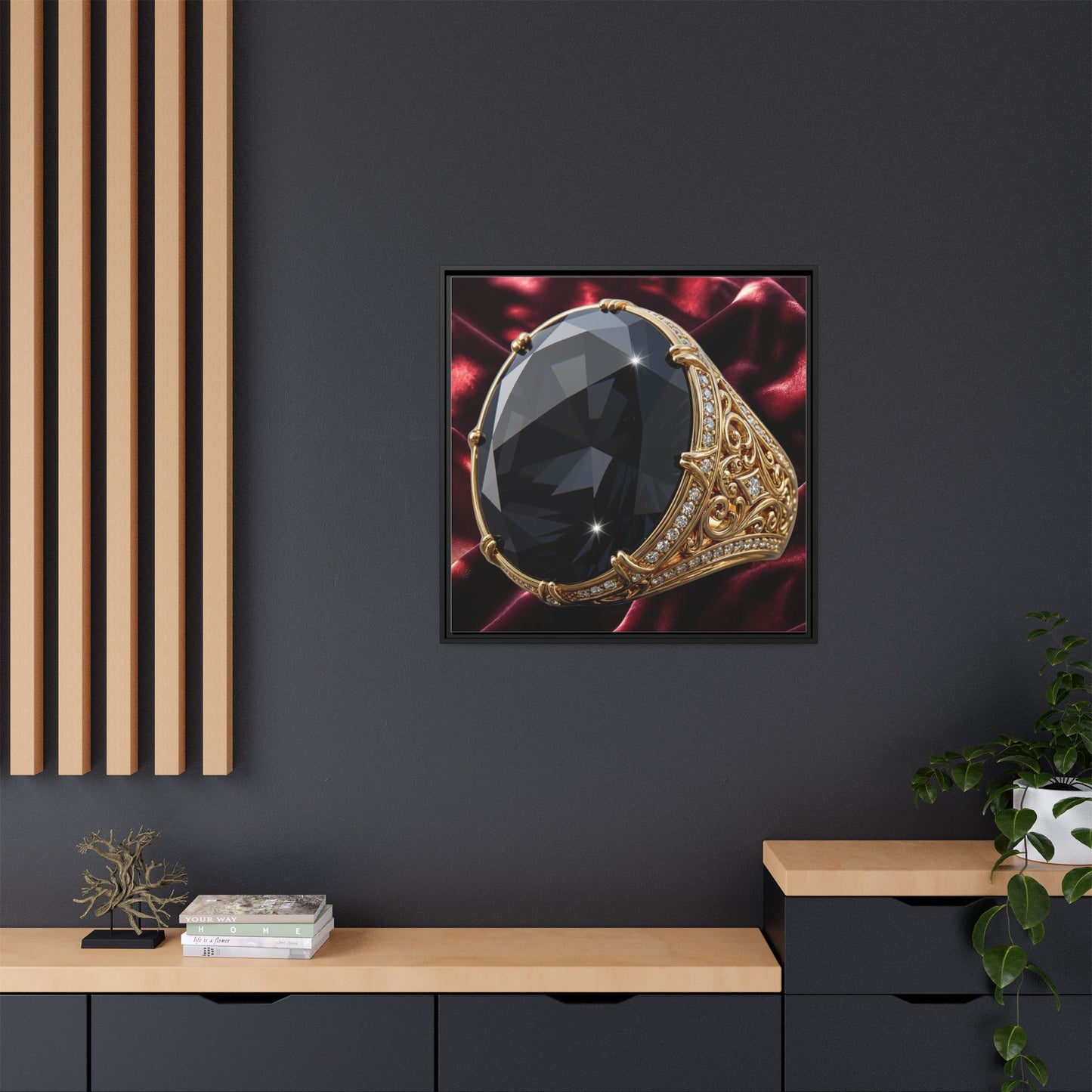 Black Diamond Crimson Satin Canvas