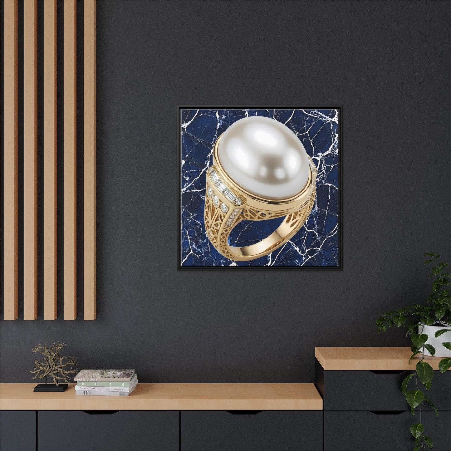 Oversized Pearl Ring Framed Canvas