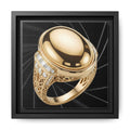 Mirror-Gold Cabochon Ring on Black Velvet Framed Canvas