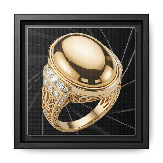 Mirror-Gold Cabochon Ring on Black Velvet Framed Canvas