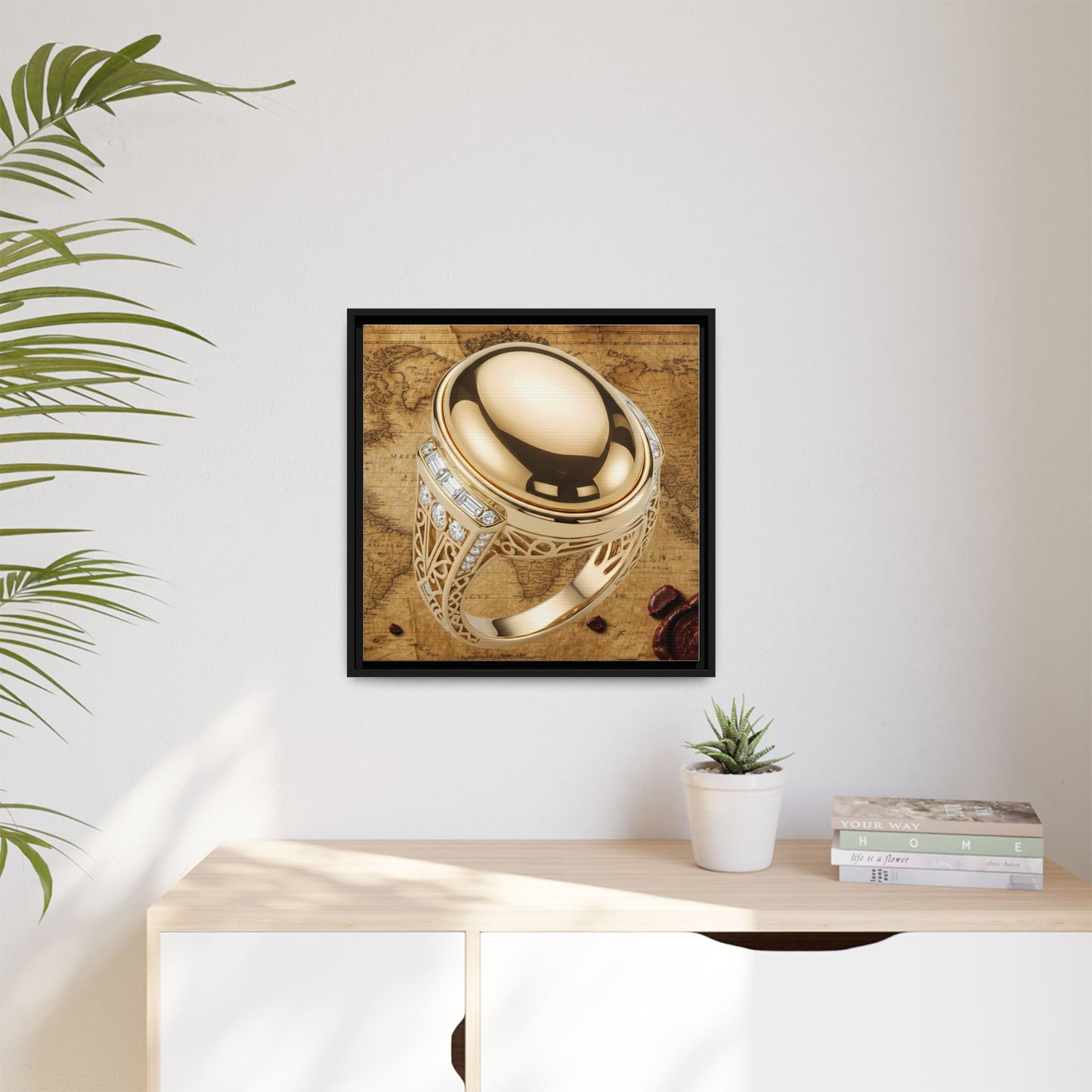 Gold Ring Old World Map Framed Art