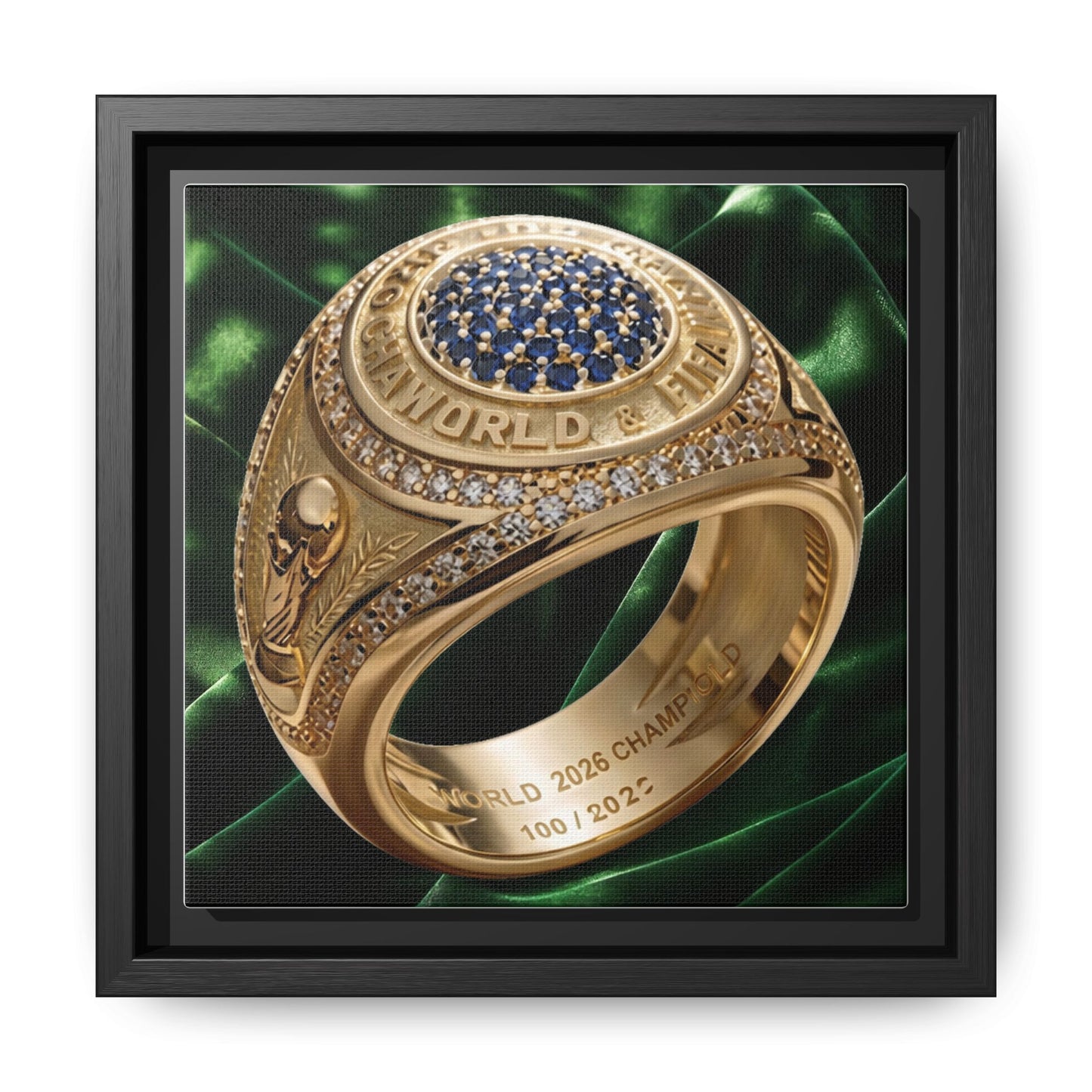 Emerald Velvet 2026 Football Legacy Ring Framed Canvas